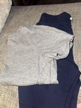 Boys Hanna Anderson Size 8 Navy Drawstring Athletic Shortsand gray top set